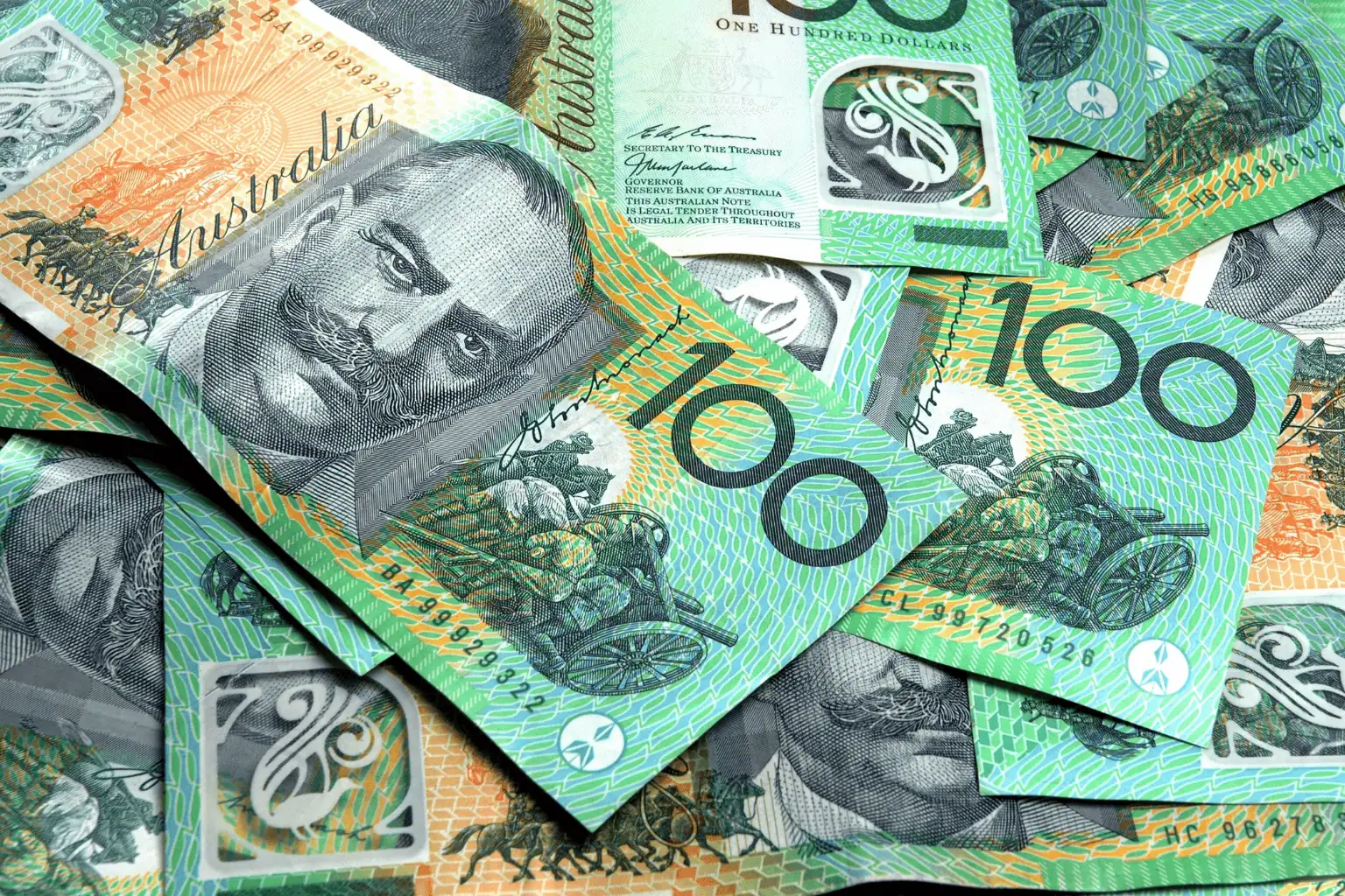Australian one-hundred dollar bills