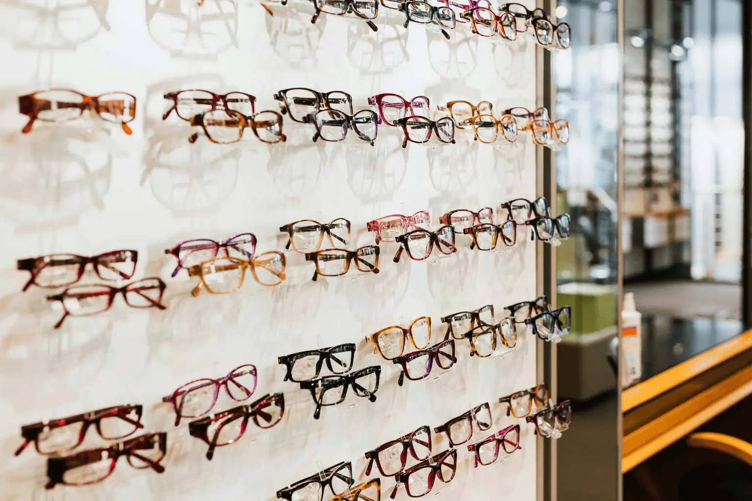 Glasses on display