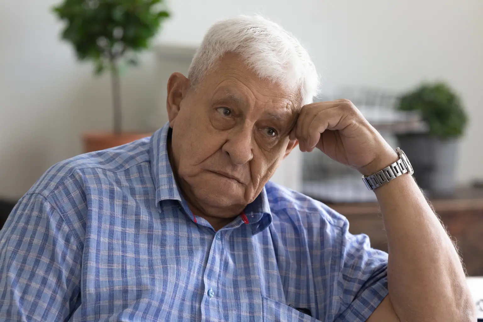 Senior with an angry look