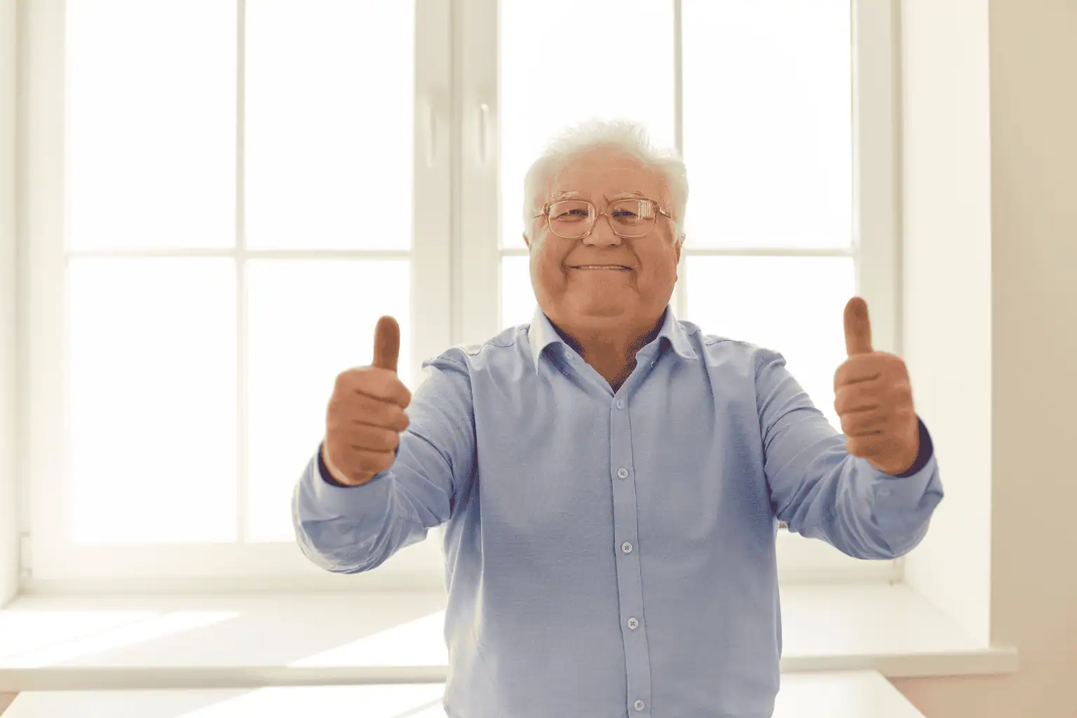 Full pensioner with his thumbs up