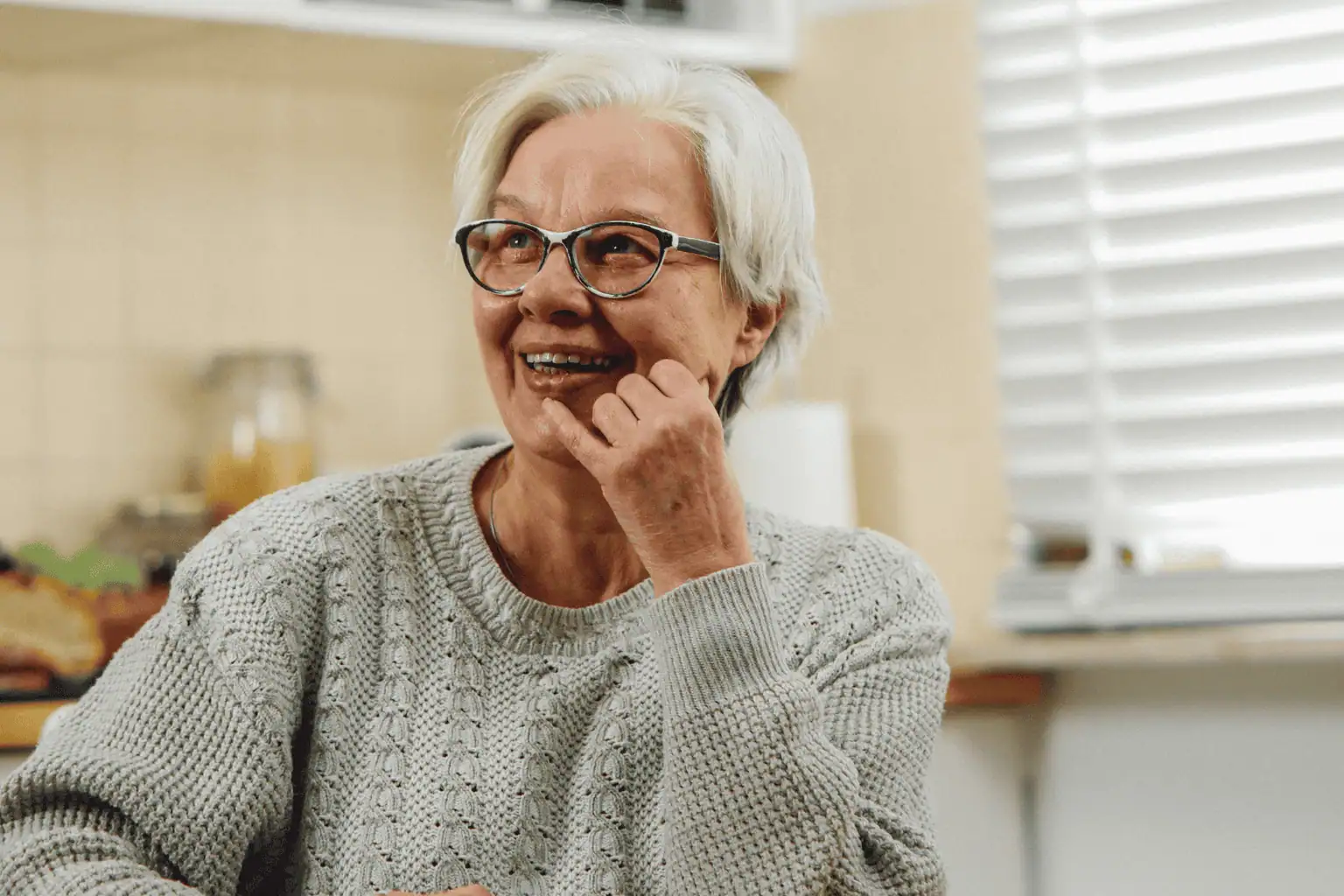 Part pensioner lady in dining room