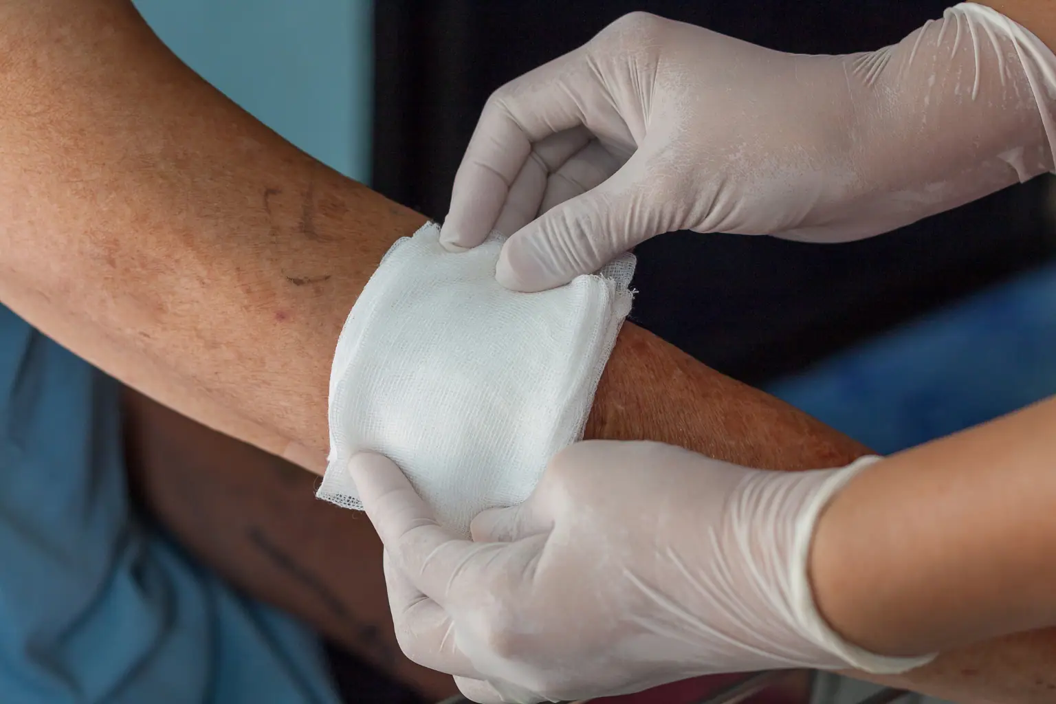 Bandage on seniors skin