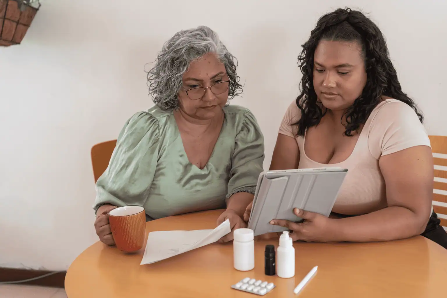 Senior woman look at tablet