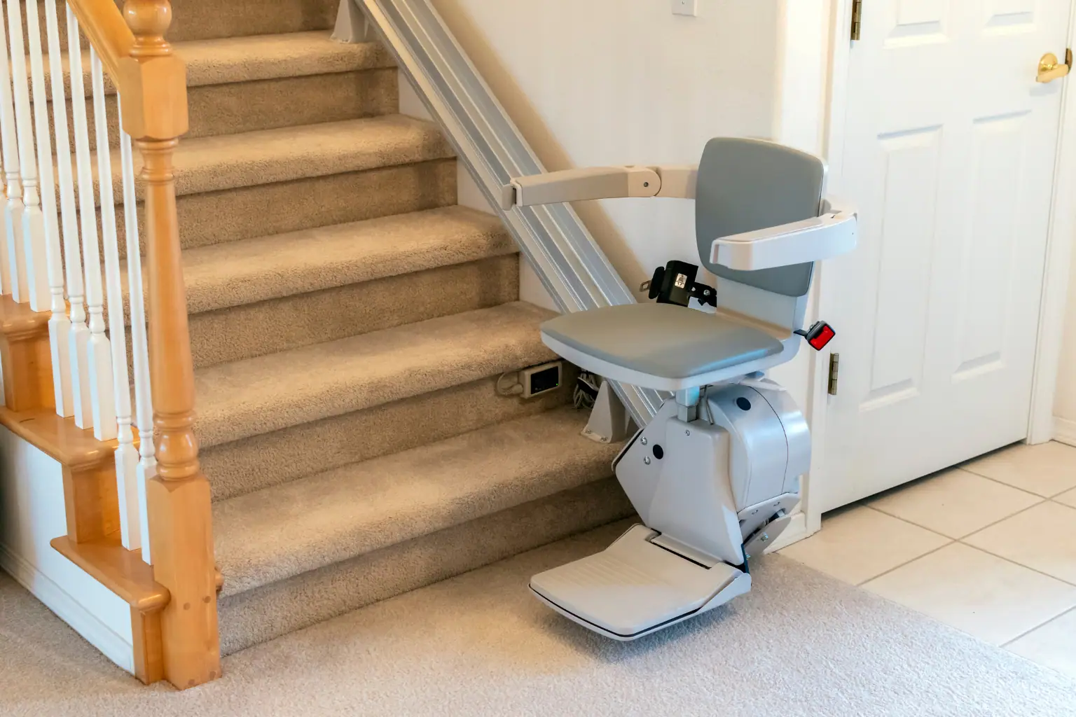 Equipment setup on stairs
