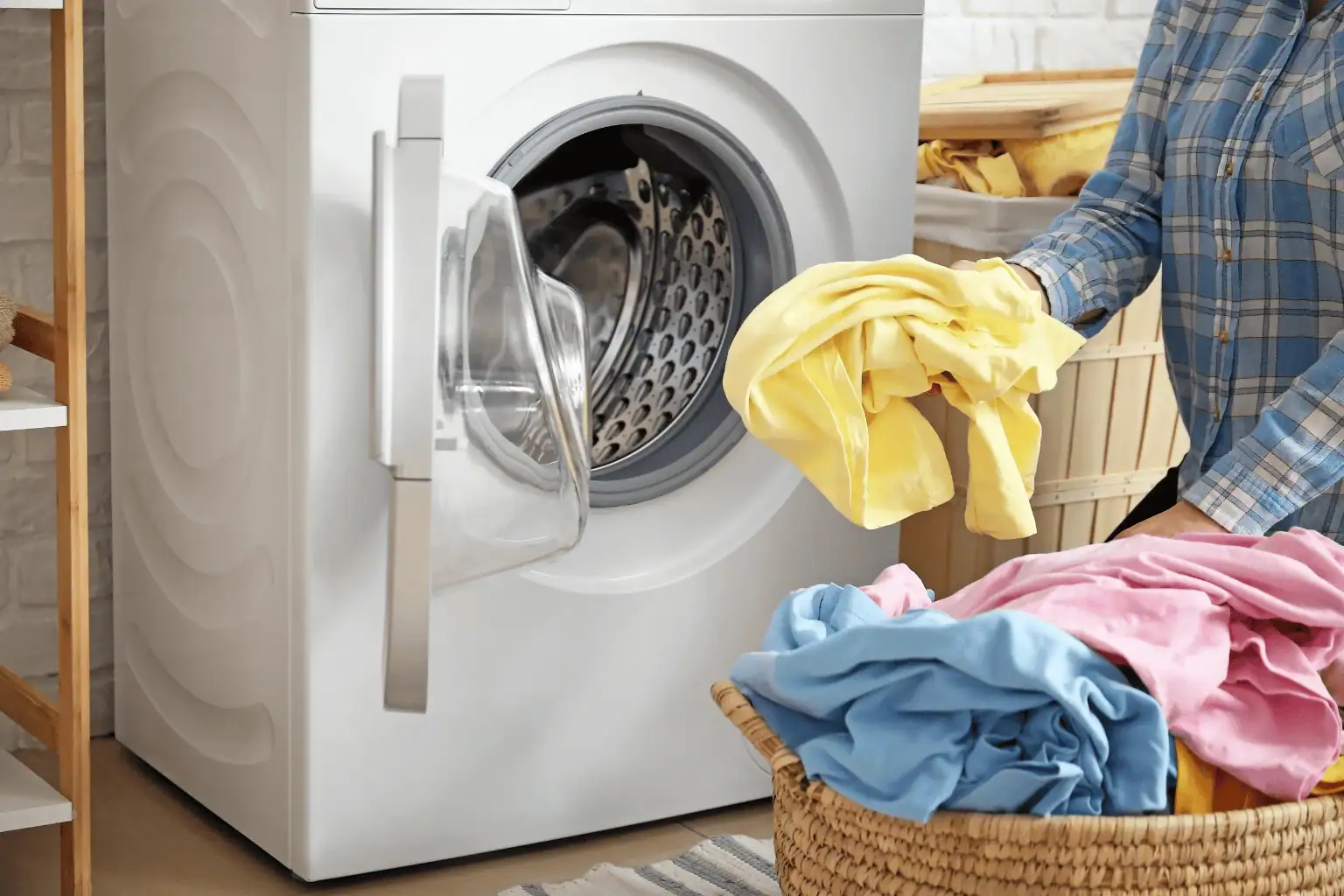 Support worker helping with laundry