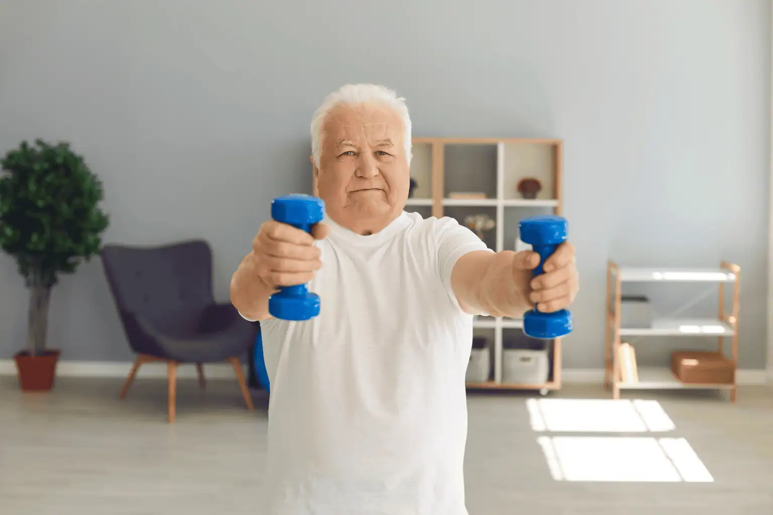 Senior with weights